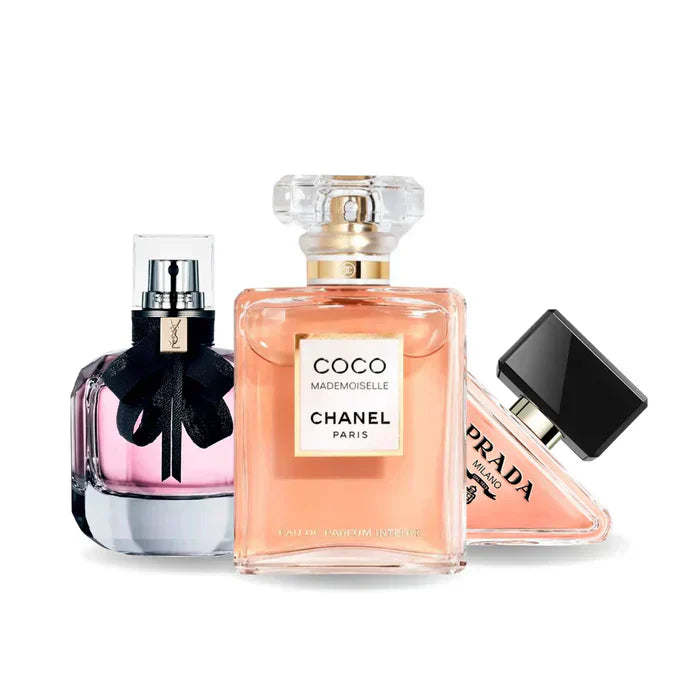 Paquete de 3 perfumes: Prada PARADOXE, COCO MADEMOISELLE e MON PARIS 100ml