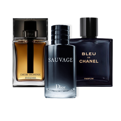 Paquete de 3 perfumes: Sauvage Dior, Bleu de Chanel, Dior Homme Intense (Eau de Parfum)