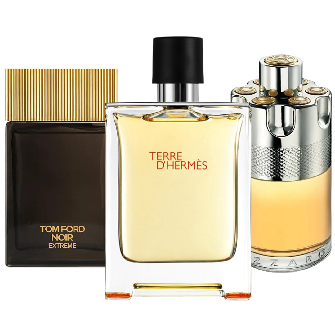 Paquete de 3 perfumes: Terre d’Hermès, Azzaro Wanted, Tom Ford Noir Extreme (Eau de Parfum)