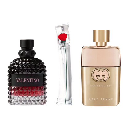 Paquete de 3 perfumes: Gucci Guilty, Valentino Intense, Flower By Kenzo (Eau de Parfum)